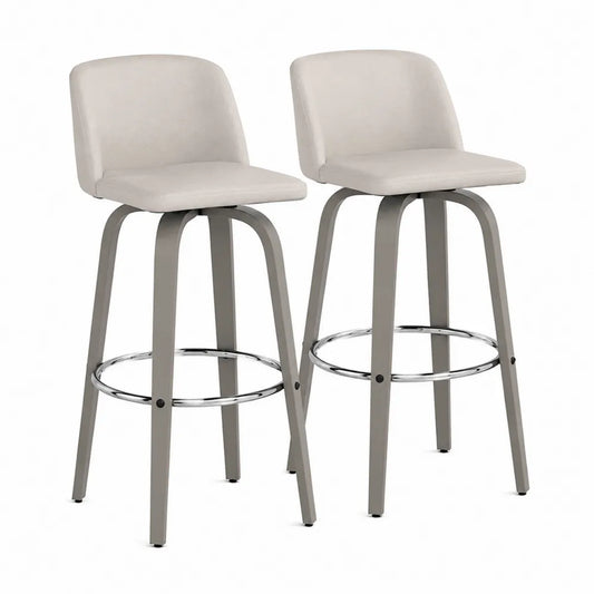 2er Set Barhocker mit Mikrofaser-Sitz und Metallrahmen in Beige