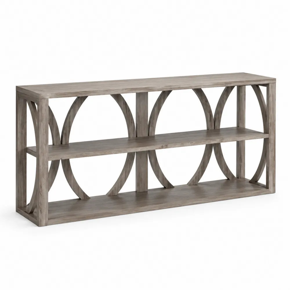 Konsolentisch Rechteckig Holz MDF 2-stufig Grau 150x35x90cm