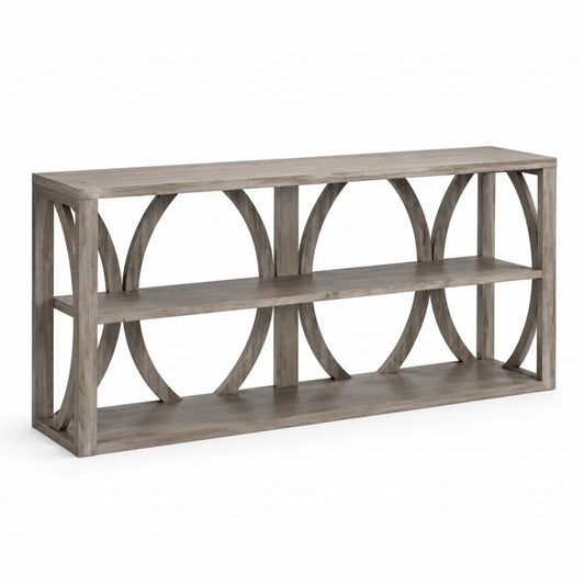 Konsolentisch Rechteckig Holz MDF 2-stufig Grau 150x35x90cm