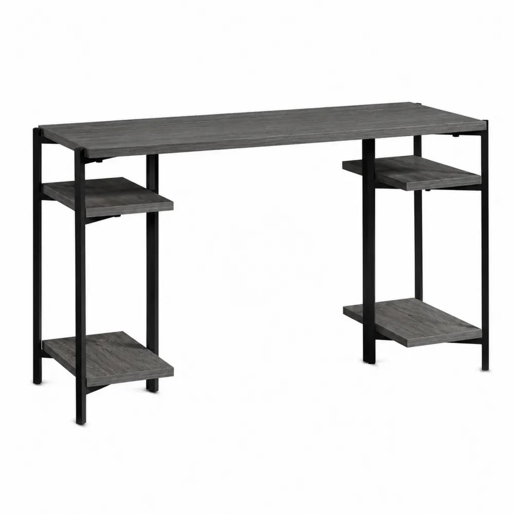 Metall-Holz Schreibtisch mit Regalen Dunkelgrau 120x40x75 cm