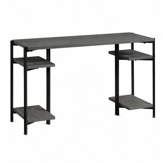 Metall-Holz Schreibtisch mit Regalen Dunkelgrau 120x40x75 cm
