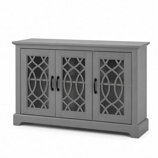 Grau Sideboard 3-türig MDF-Holz mit Klarglas