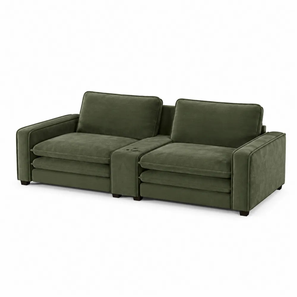 Modulares 2-Sitzer Sofa-Set Samt Grün 200cm