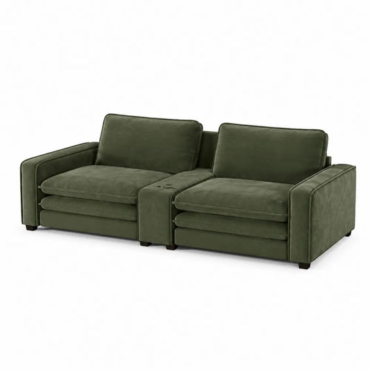 Modulares 2-Sitzer Sofa-Set Samt Grün 200cm
